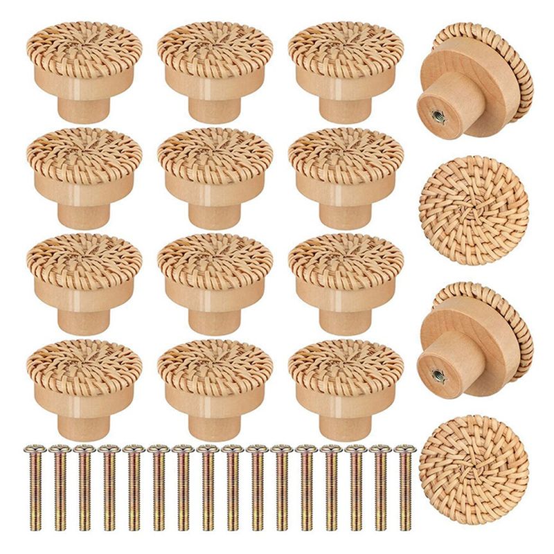 Furniture Hardware Paint - ABLQ Wooden Handles Beech Rattan Drawer