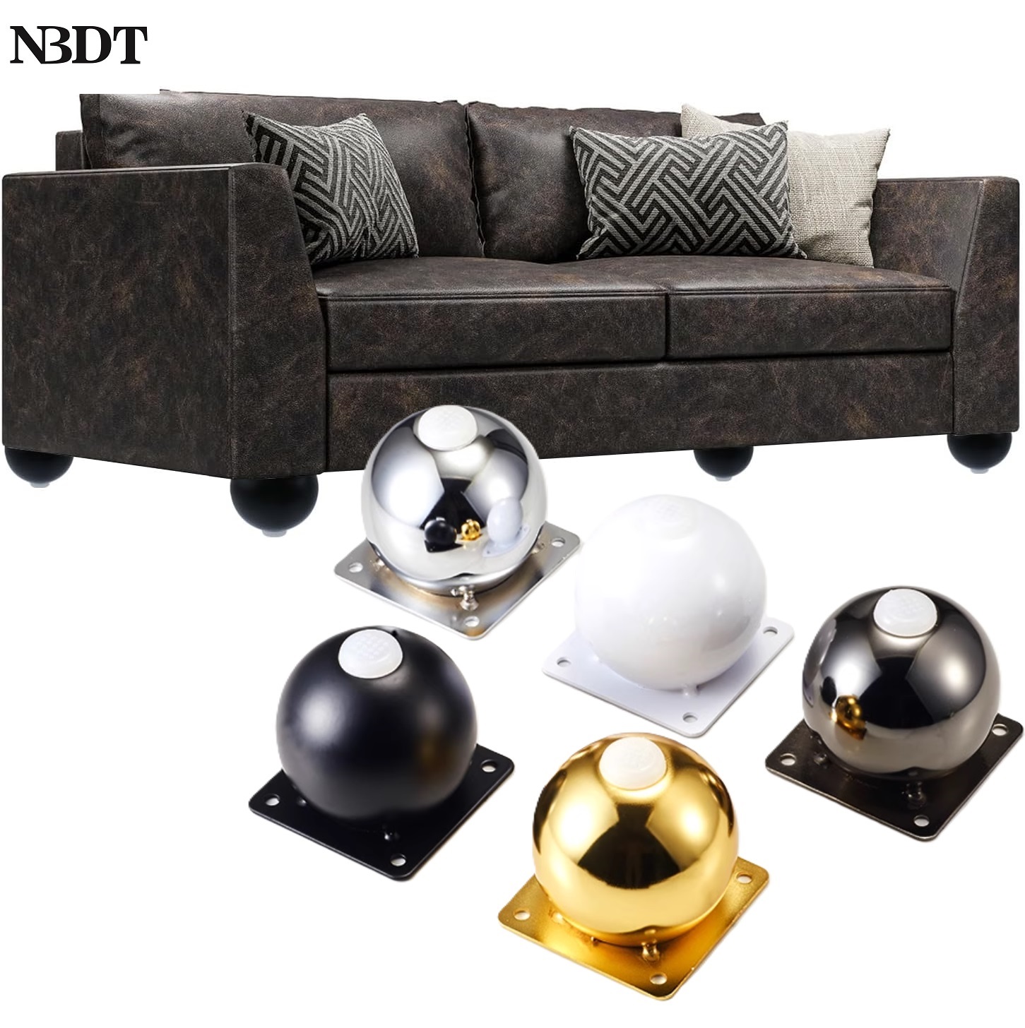 Furniture Hardware Legs - 4Pcs Steel Ball Shaped Furniture Leg