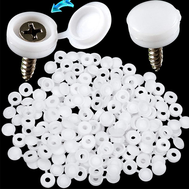 Furniture Hardware Hinges - White Hinged Plastic Screw Cap Cover