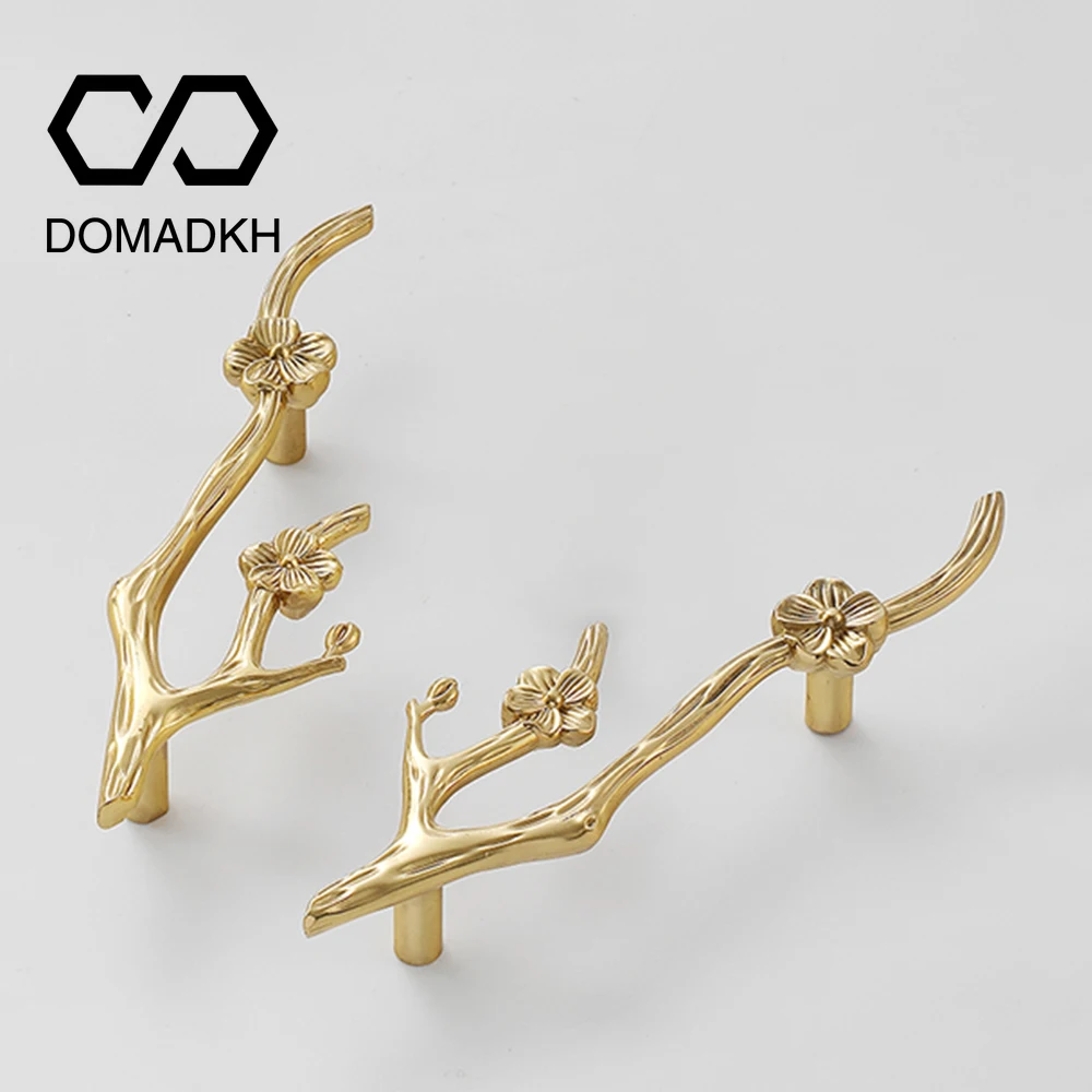 Unique Furniture Hardware Pulls - Flower Branch Brass Cabinet Door Handles
