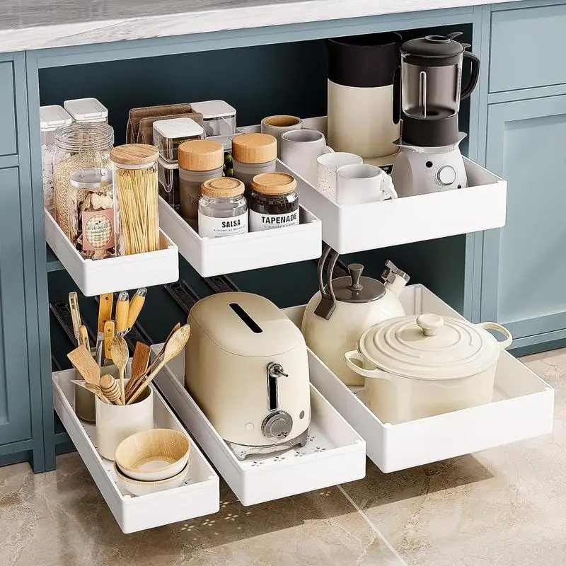 Drawer Slide Pair - 1-2pcs Kitchen Organizer Pull Out Cabinet