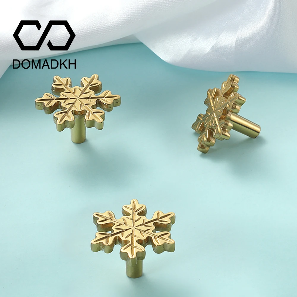 Unique Furniture Hardware Pulls - Snowflake Brass Cabinet Door Knobs Unique