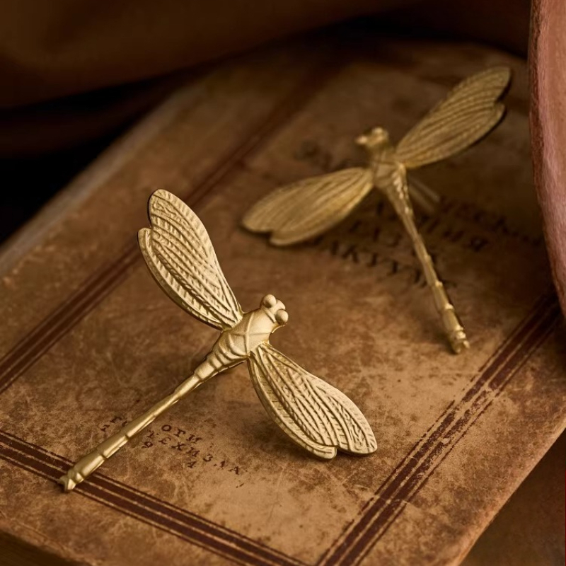 Unique Furniture Hardware Pulls - French Dragonfly Brass Cabinet Handles Single