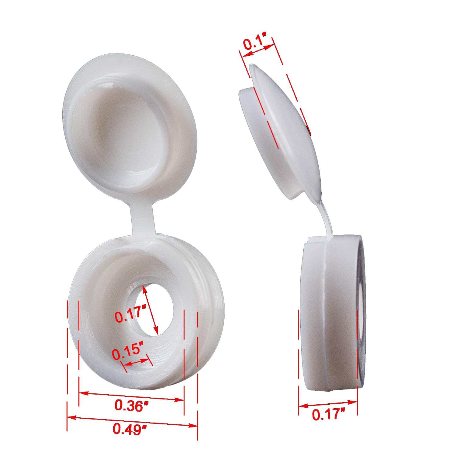 White Hinged Plastic Screw Cap - Furniture Hardware Hinges review and price