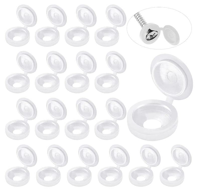 White Hinged Plastic Screw Cap - Furniture Hardware Hinges review and price