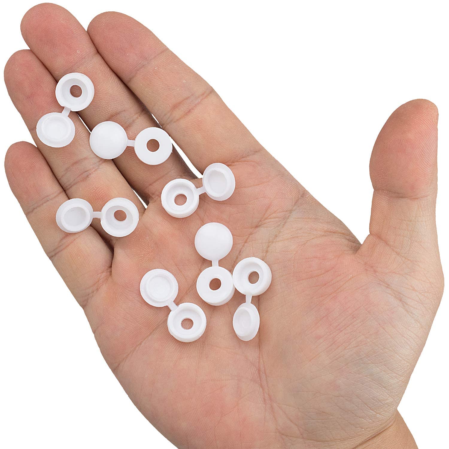 White Hinged Plastic Screw Cap - Furniture Hardware Hinges review and price