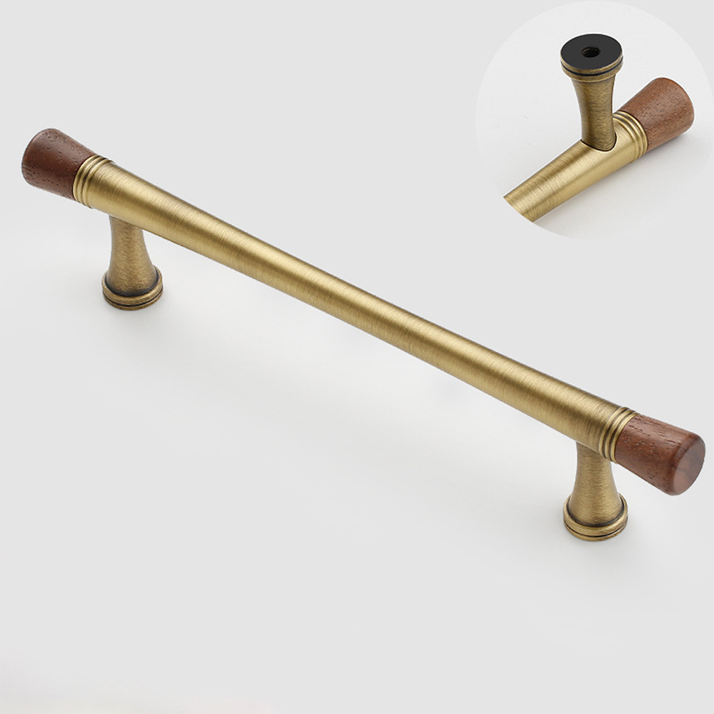 Vintage Walnut Brass Handle Ro - Vintage Furniture Hardware Pulls review and price