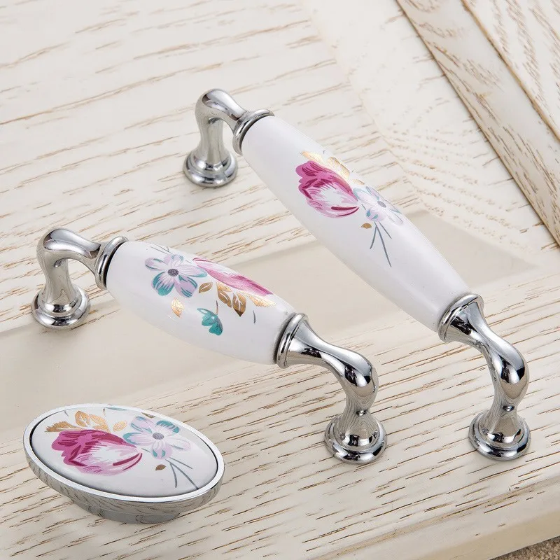 Tulip Ceramic Door Handle Silv - Vintage Furniture Hardware Pulls review and price