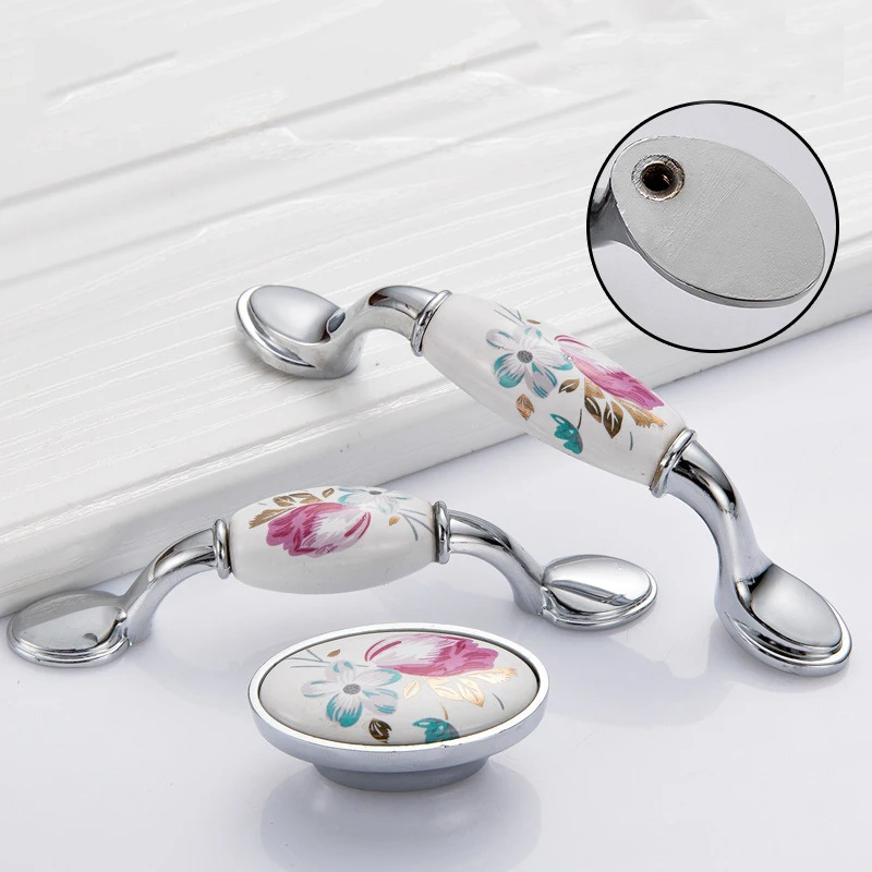 Tulip Ceramic Door Handle Silv - Vintage Furniture Hardware Pulls review and price